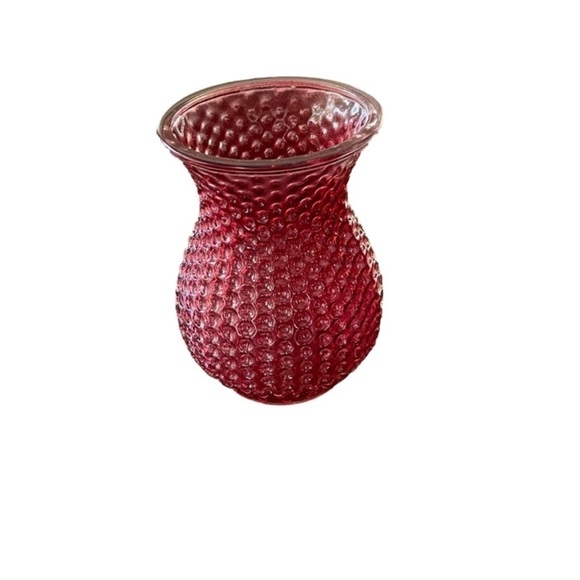 Red Hobnail Glass Vase Decorative Textured Bud‎ Flower Vase Modern Home Decor - Picture 1 of 5